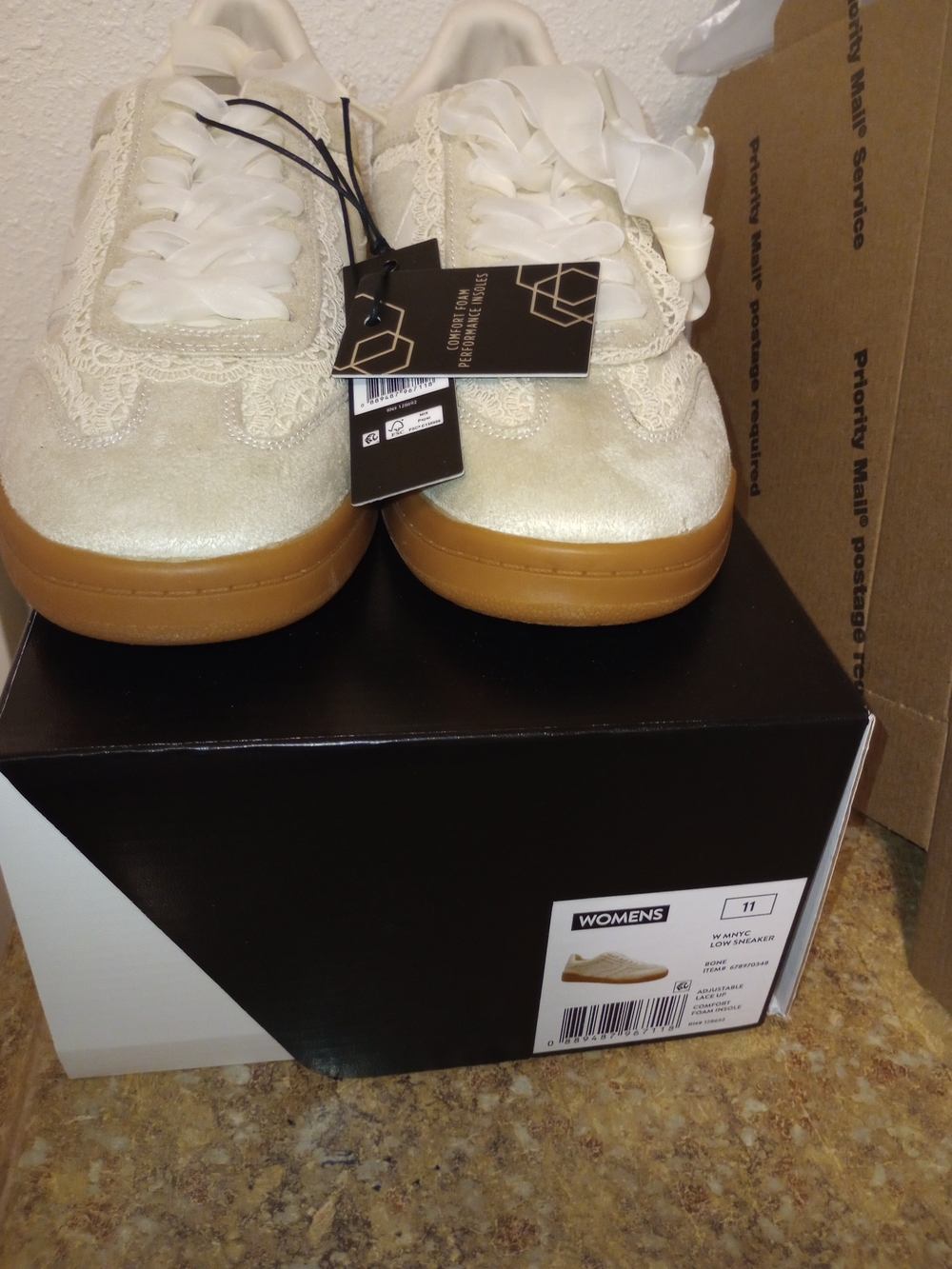 adidas Women's Cream Lace Accent Sneakers with Gum Sole